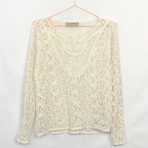 Zara Lace&Doily Sheer White Long Sleeve Top New Condition Medium (T253)